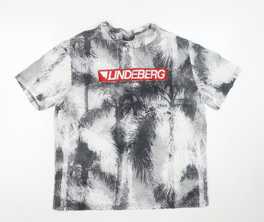 J.Lindeberg Men's Multicoloured Palm Print Cotton T-Shirt L