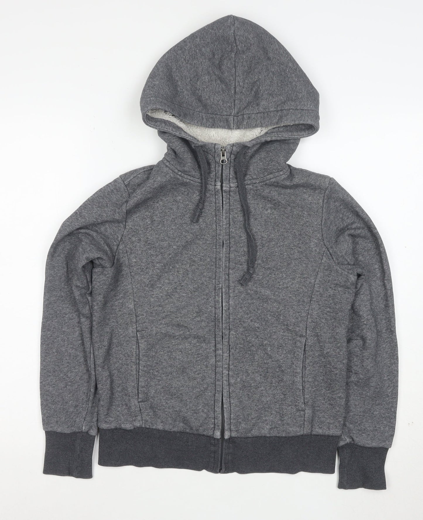 UNIQLO Women's Grey Full Zip Hoodie Small Fleece Lined Casual
