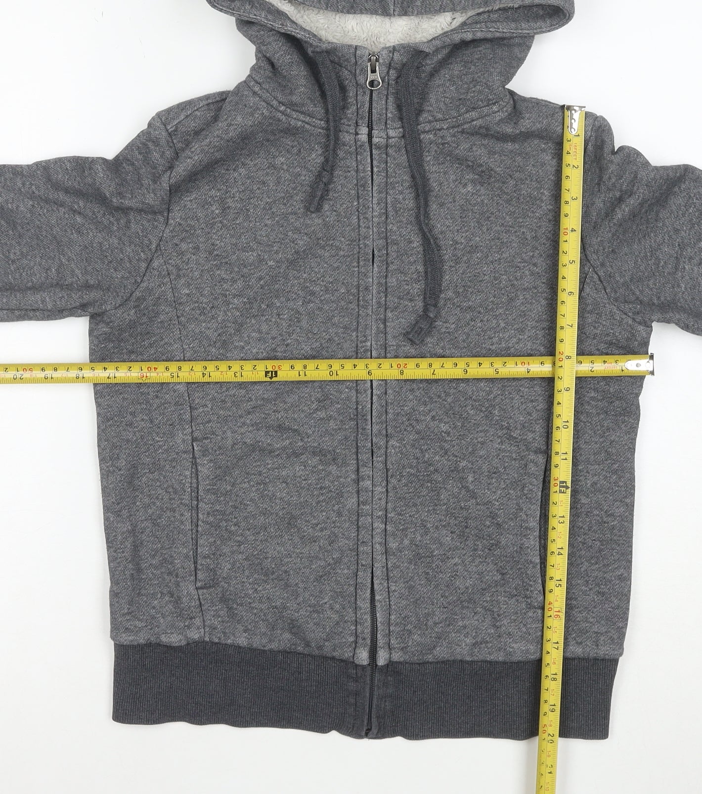 UNIQLO Women's Grey Full Zip Hoodie Small Fleece Lined Casual