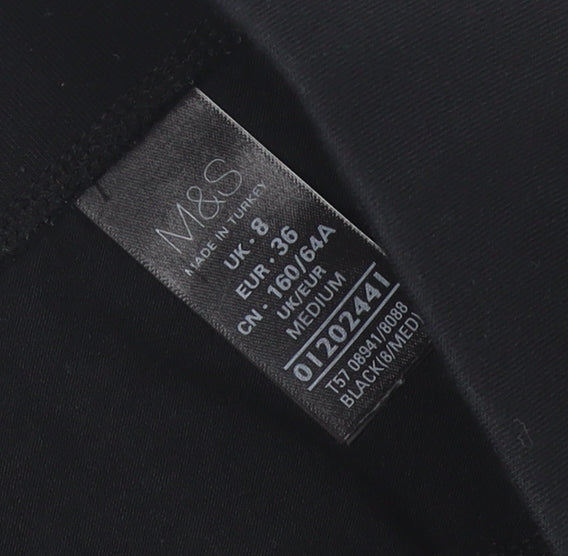 Marks and Spencer Women Black Size 8 Cotton Stretch Leggings