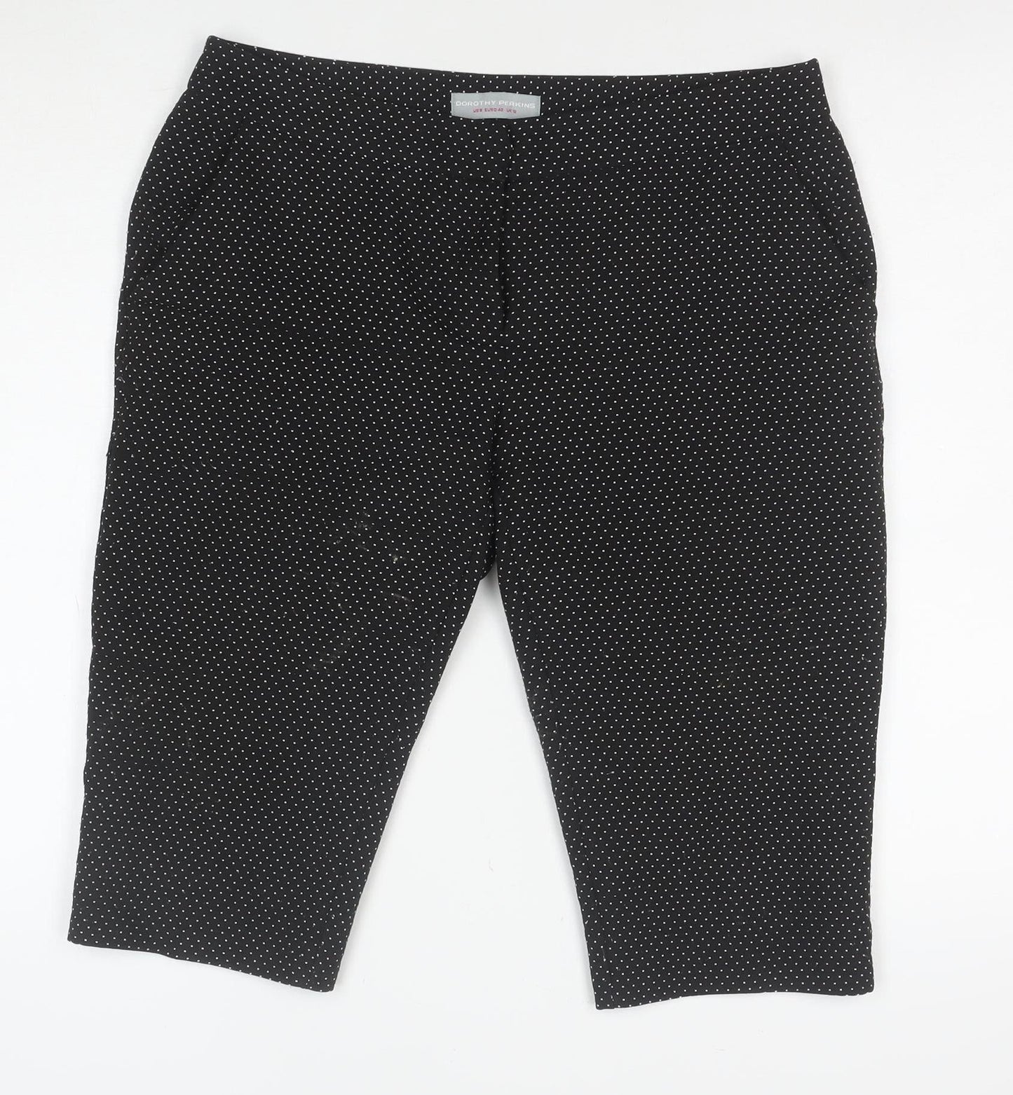 Dorothy Perkins Women's Black Polka Dot Cropped Trousers UK 12