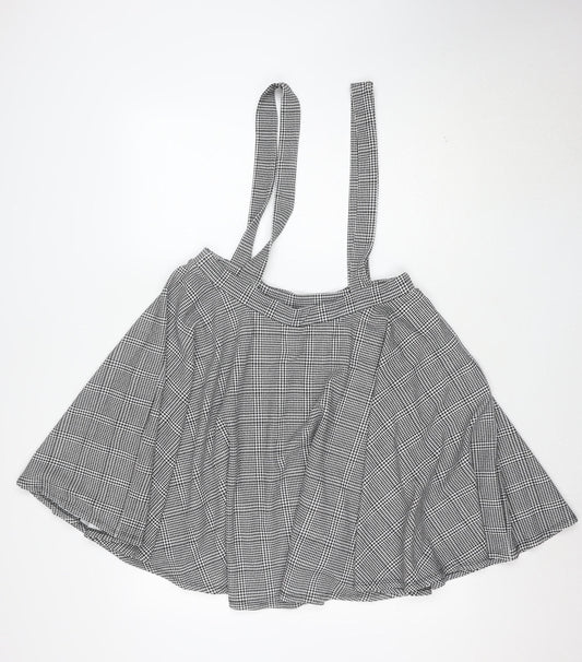 Boohoo Women's Black Check Wrap Skirt Size 16 Stretch Jersey
