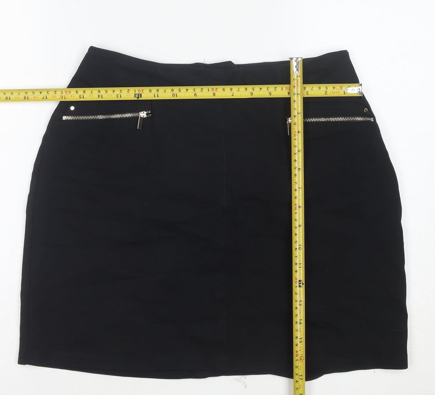 Wallis Women Black Size 10 Pencil Stretch Knee Length Skirt