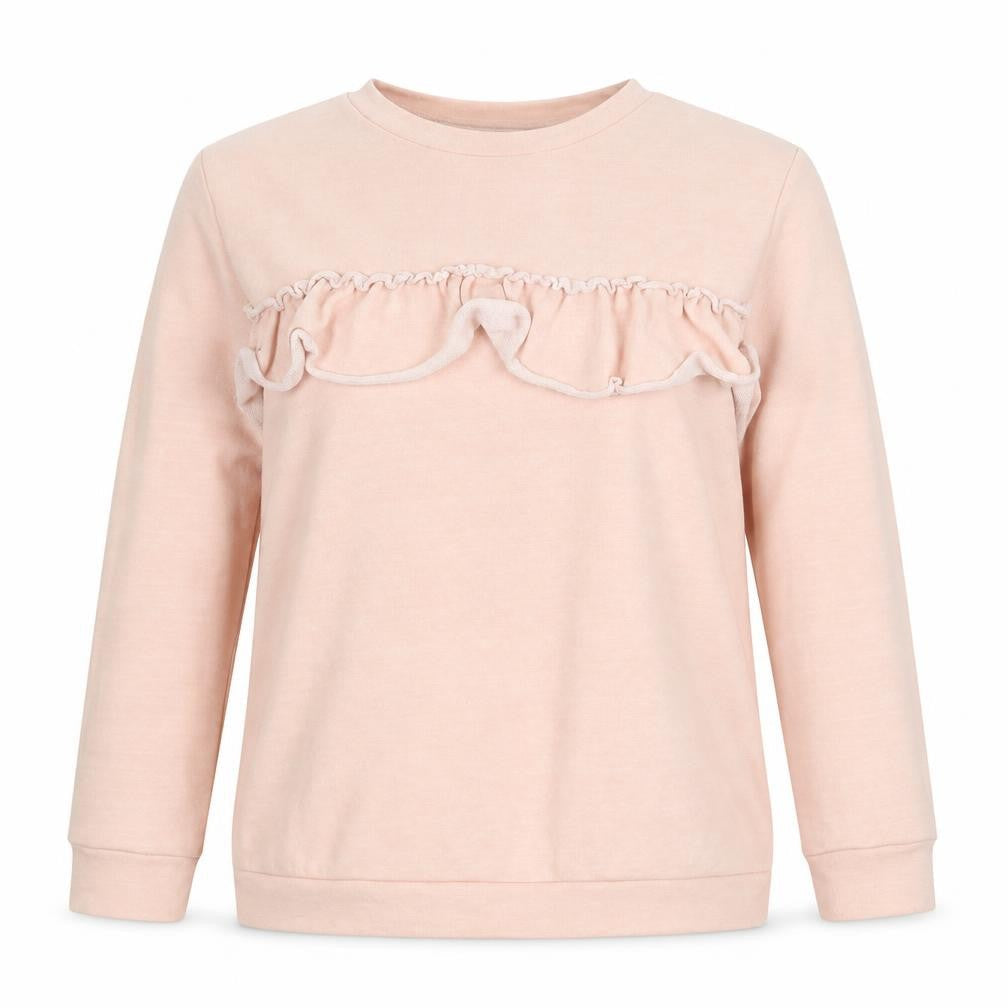 Boohoo Women Pink Ruffle Long Sleeve Pullover Sweatshirt UK 8