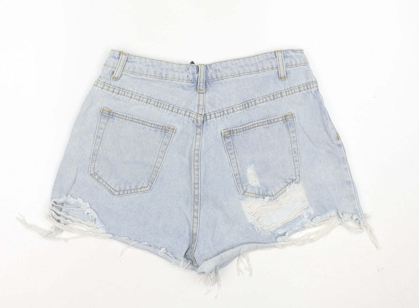Missguided Women’s Blue Denim Cut-Off High Rise Shorts UK 10