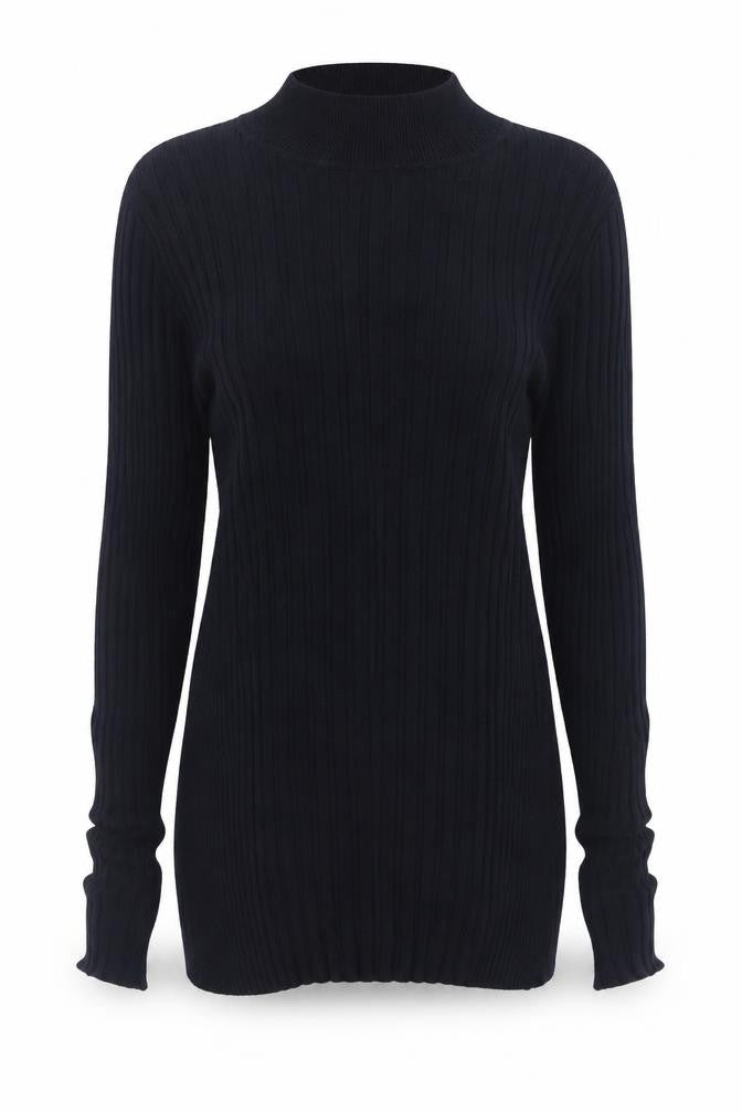 Whistles Women's Black Wool Blend Mock Neck Slim Pullover Jumper Size 6