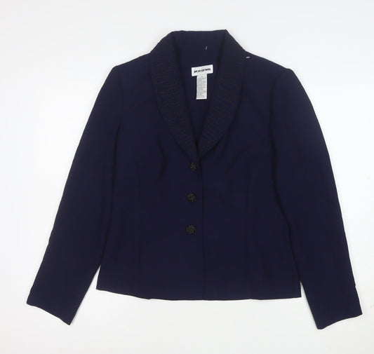 Perceptions Women's Blue Size 8 Shawl Lapel Single-Breasted Suit Jacket
