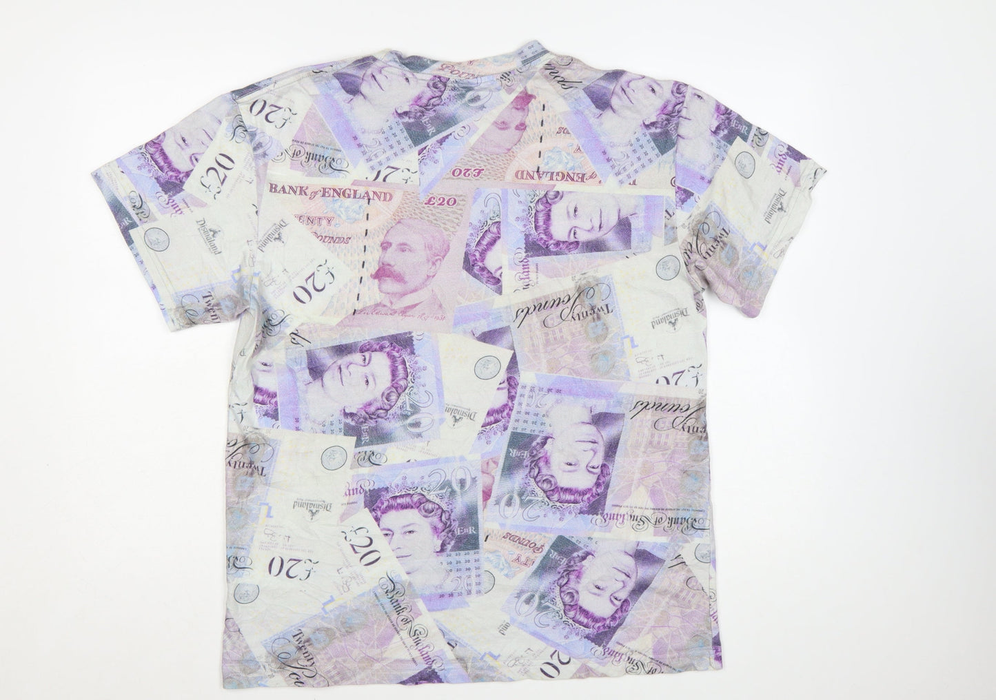 AWGE Men’s Multicoloured Money Print Cotton Short Sleeve T-Shirt Size L