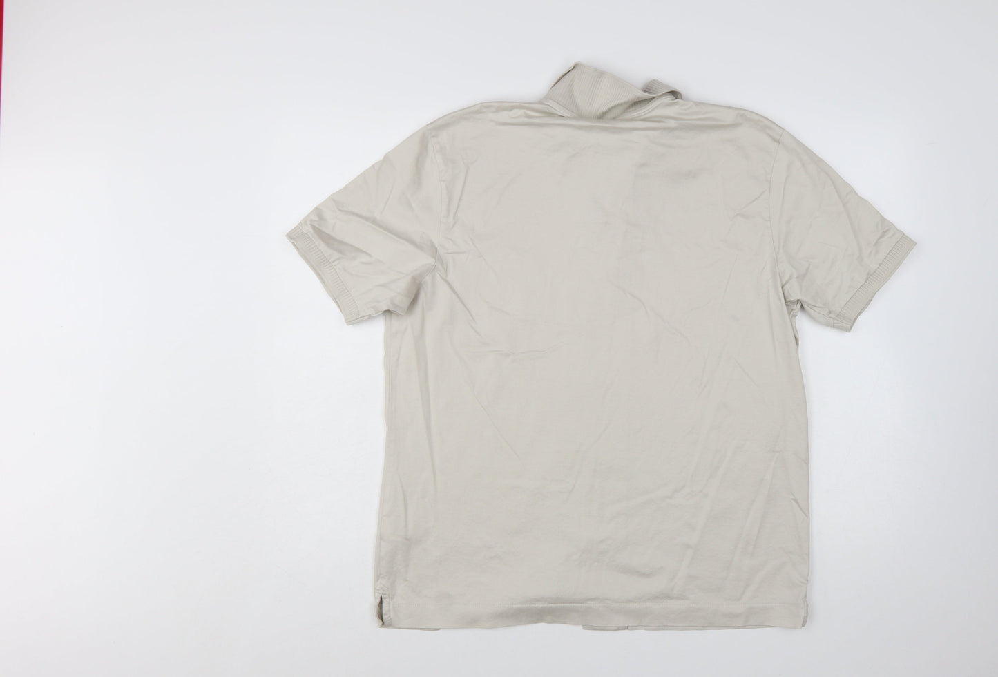 Marks and Spencer Autograph Men's Beige Short Sleeve Button-Up Shirt Size M