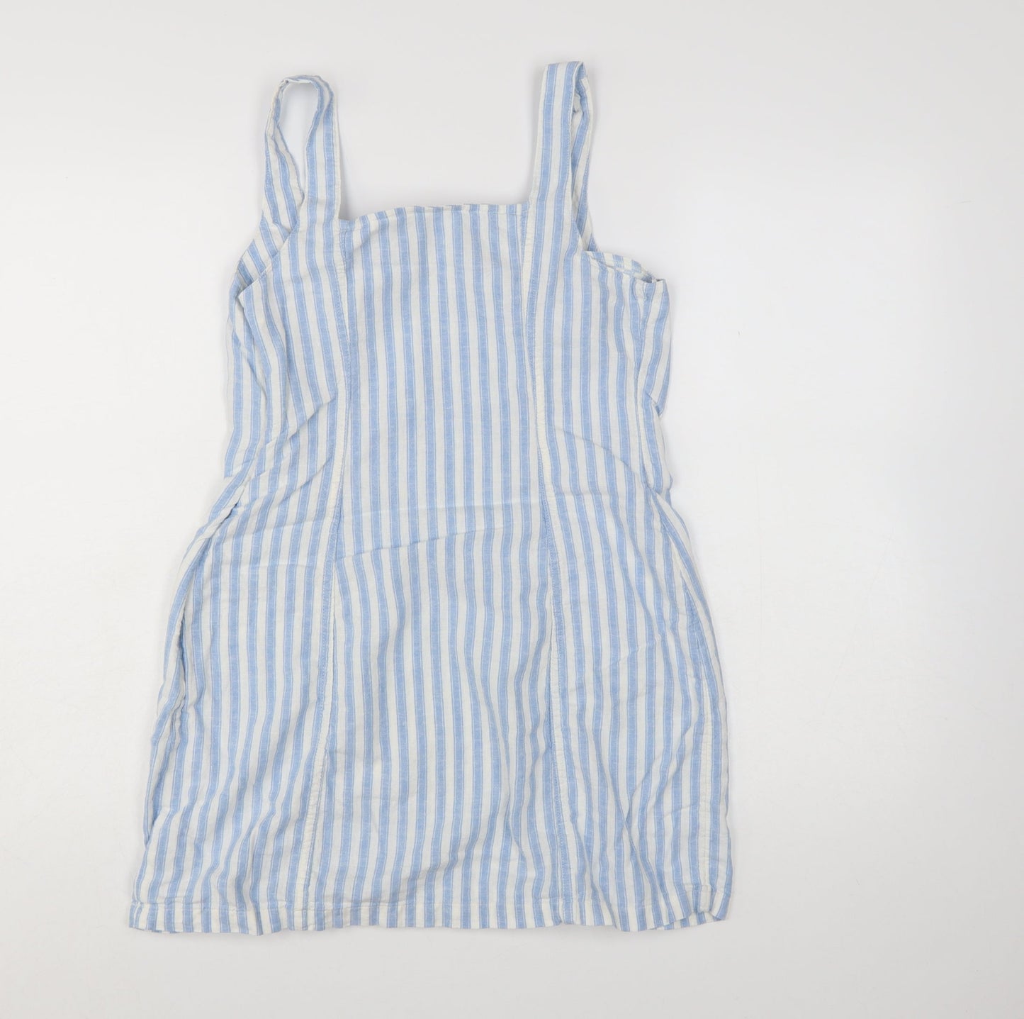 Marks and Spencer Women's Blue Striped Linen Shift Dress Size 10