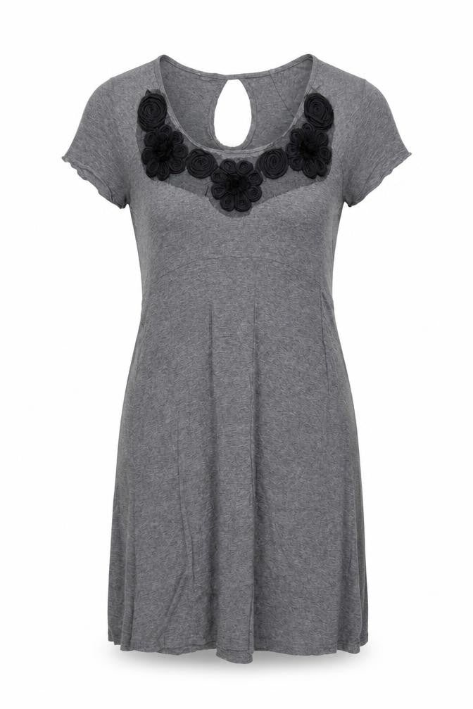 Next Women Grey Short Sleeve Floral T-Shirt Dress Size 10