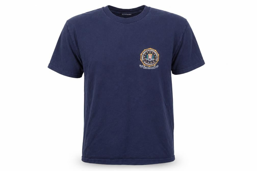 Lee Men's Navy Blue Crew Neck FBI Logo Cotton T-Shirt Size L