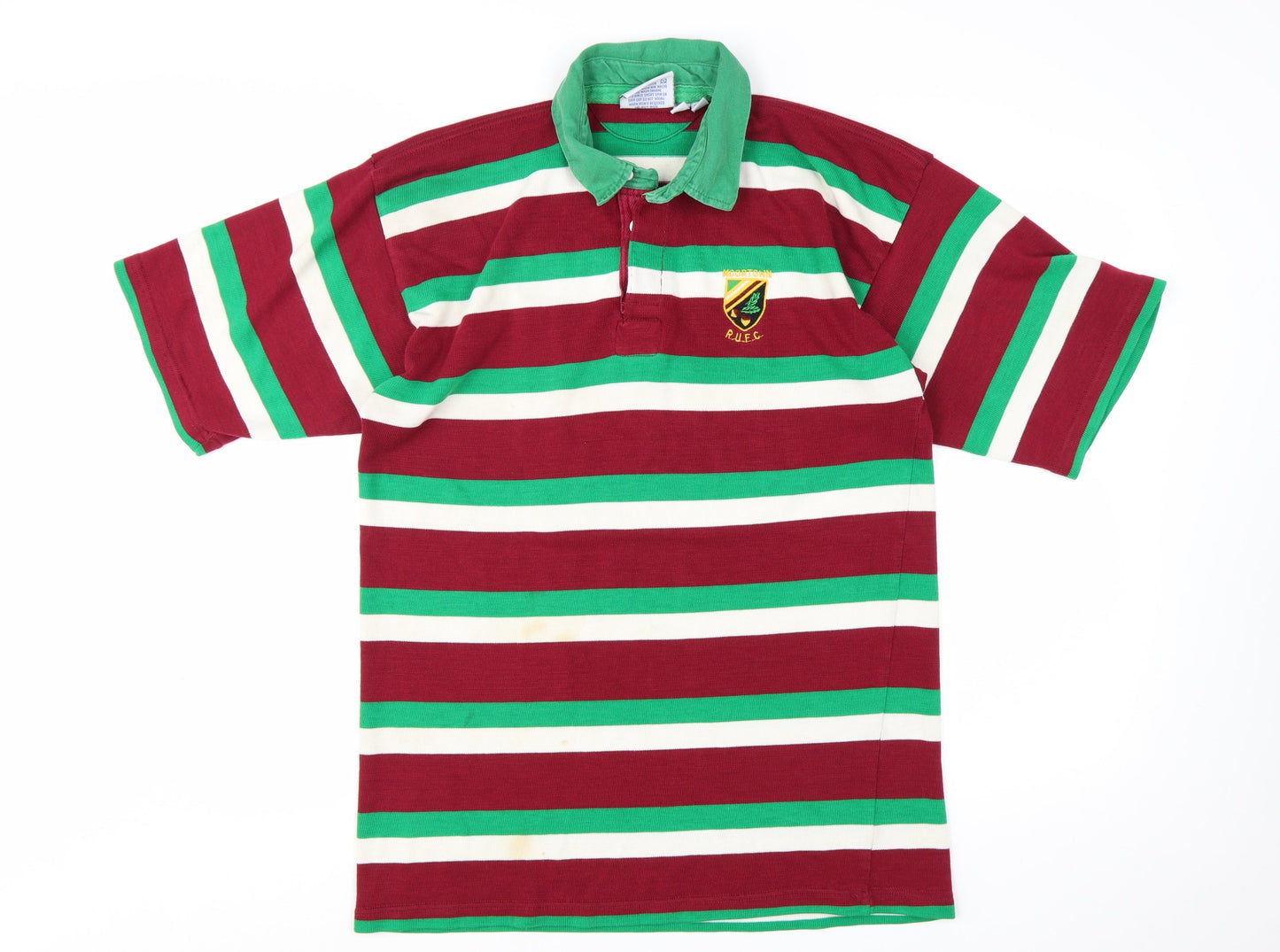 Halbro Men's Multicoloured Rugby Polo Shirt Size L Striped Vintage