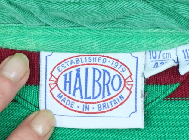 Halbro Men's Multicoloured Rugby Polo Shirt Size L Striped Vintage