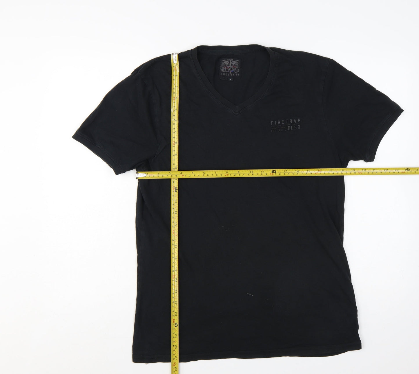 Firetrap Men's Black V-Neck Short Sleeve T-Shirt Size L Cotton
