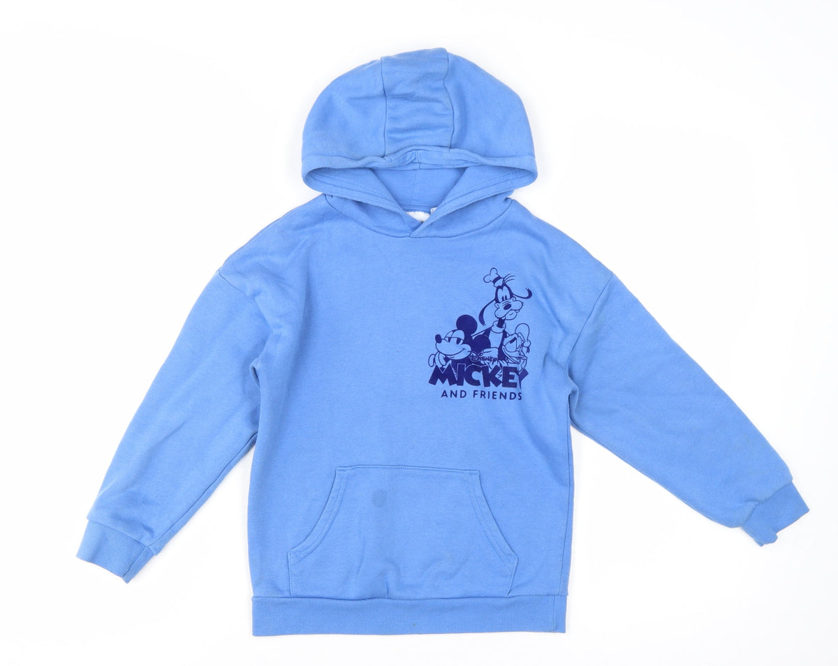 Front view of Disney girls’ blue mickey & friends pullover hoodie 7-8 years