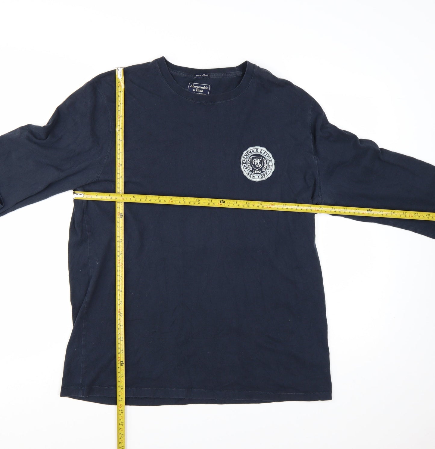 Abercrombie & Fitch Men's Blue XL Long Sleeve Logo T-Shirt