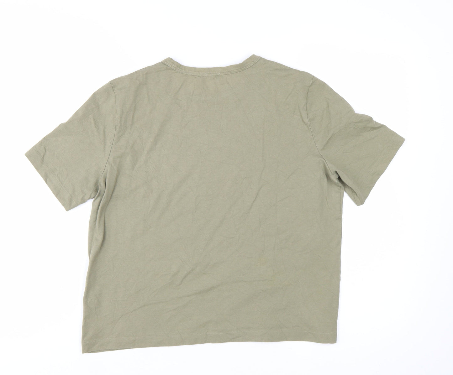 Jigsaw Women's Green Cotton Basic Crew Neck T-Shirt Size M