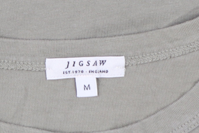 Jigsaw Women's Green Cotton Basic Crew Neck T-Shirt Size M