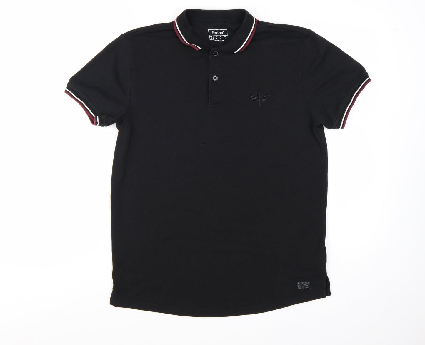 Firetrap Men Black Regular Fit Cotton Blend Polo Shirt M