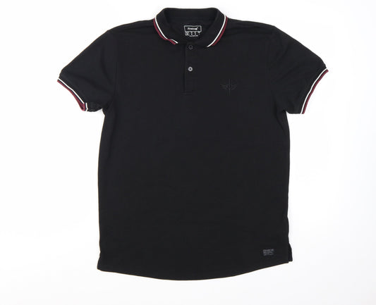 Firetrap Men Black Regular Fit Cotton Blend Polo Shirt M
