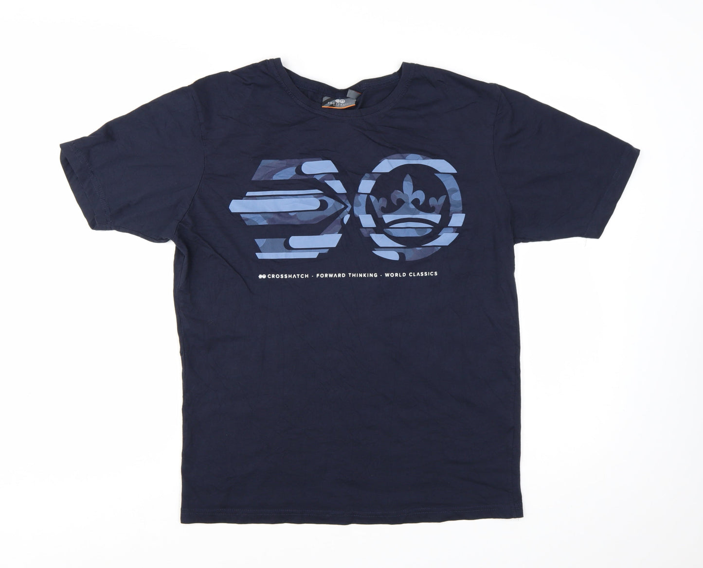 Crosshatch Black Label Men's Navy Blue XL Graphic Cotton T-Shirt