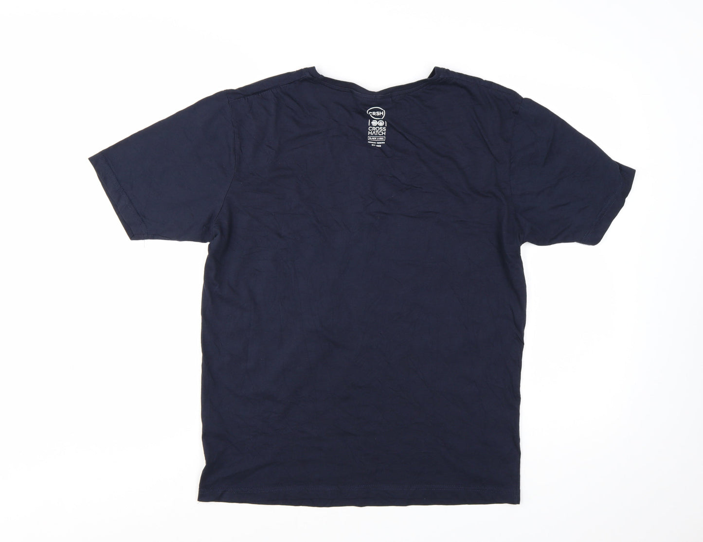 Crosshatch Black Label Men's Navy Blue XL Graphic Cotton T-Shirt