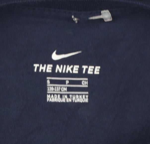 Nike Boys Blue Barça Logo T-Shirt 7-8 Years Short Sleeve Cotton