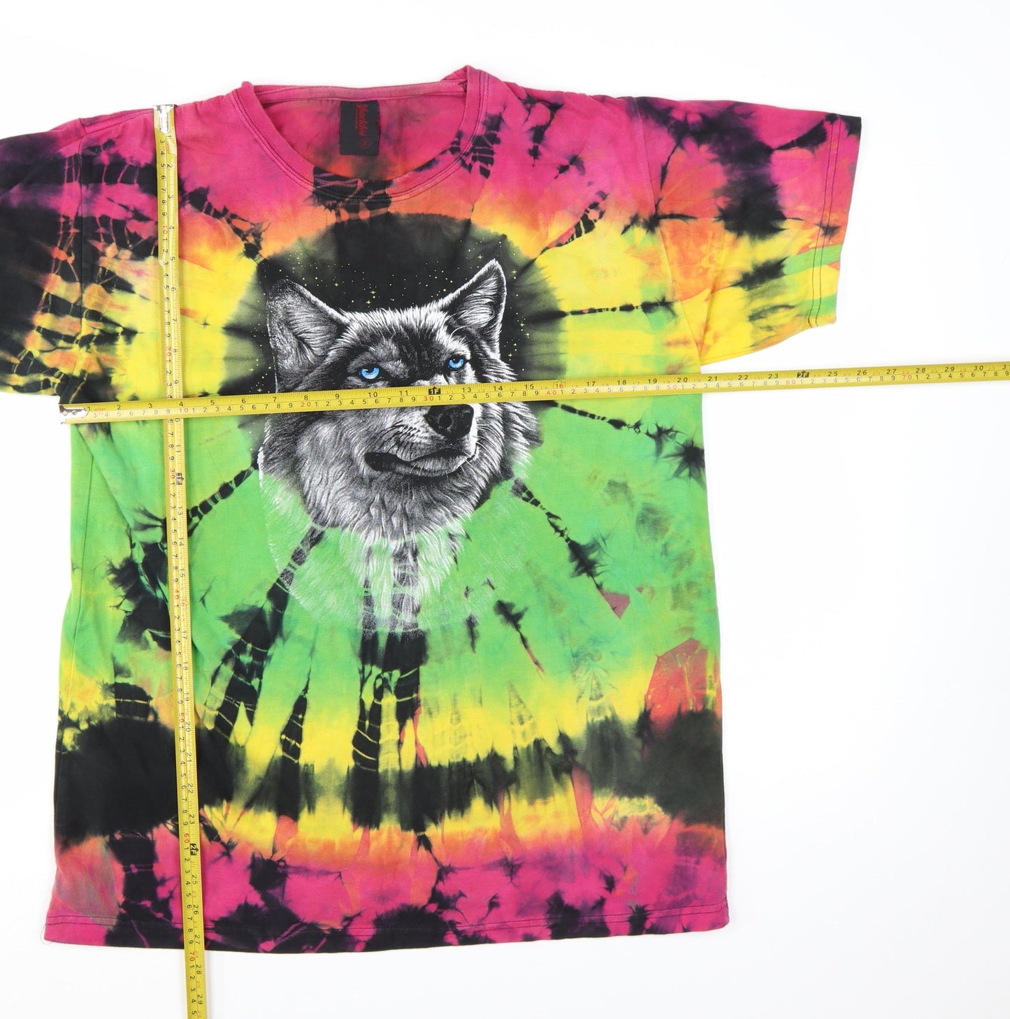Shaddai Womens Multicoloured Tie-Dye Wolf Print Cotton T-Shirt XL