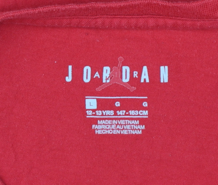 Jordan Boys Red Zion Graphic Print T-Shirt Size 12-13 Years