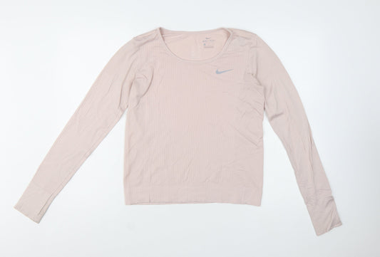 Nike Women's Beige Dri-FIT Long Sleeve Running Top Size M