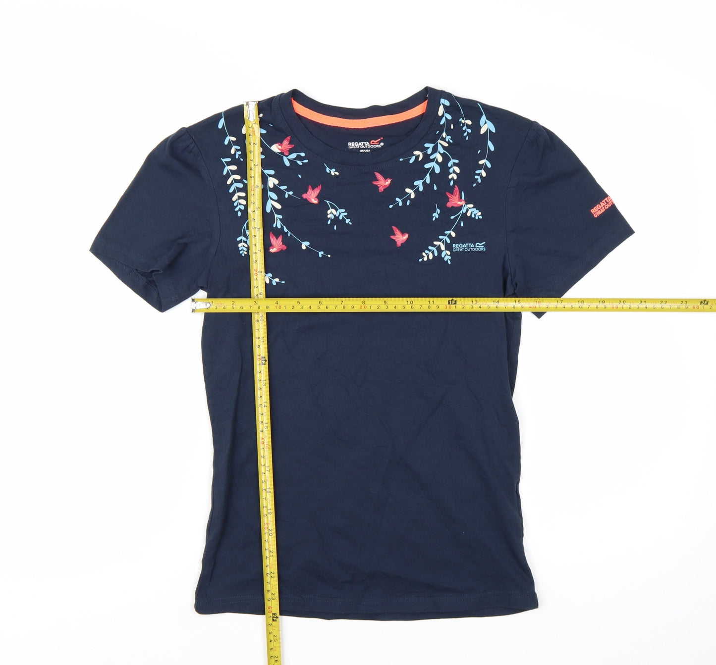 Regatta Girls Navy Blue Floral Embroidered Cotton T-Shirt 14 Years