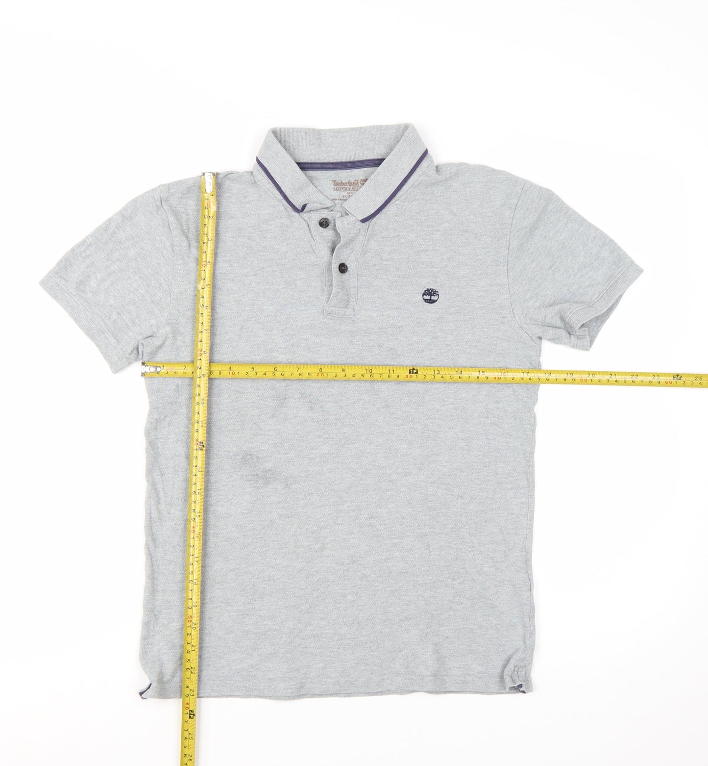 Timberland Men's Grey Slim Fit Cotton Polo Shirt Size S