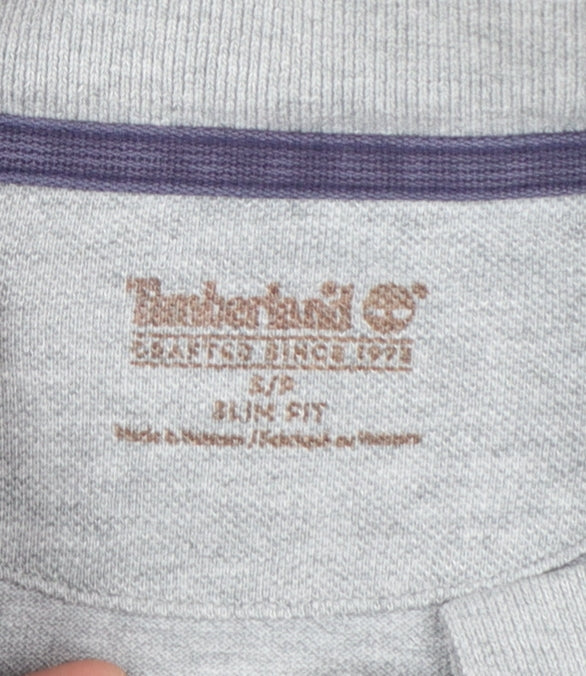 Timberland Men's Grey Slim Fit Cotton Polo Shirt Size S