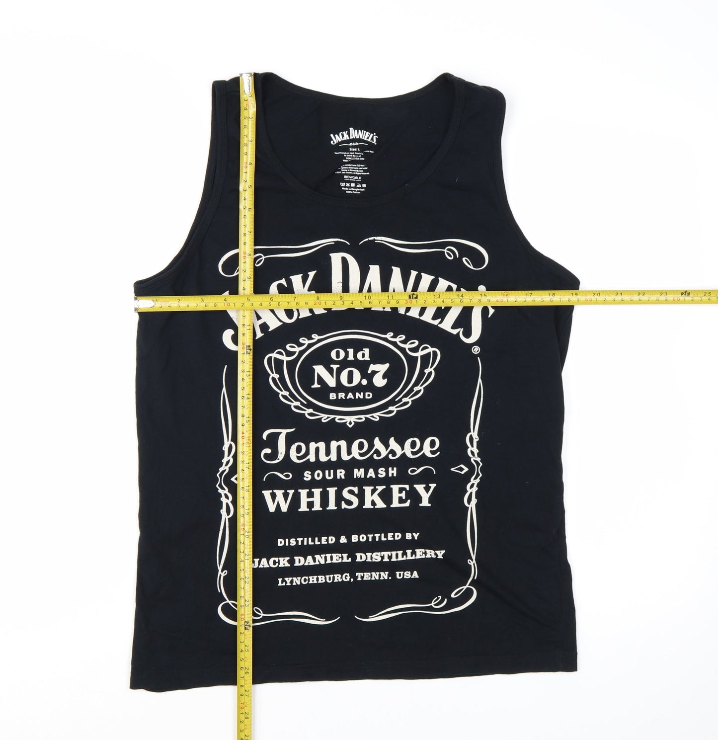 Jack Daniel's Women's Black Cotton Tank Top L Music Graphic