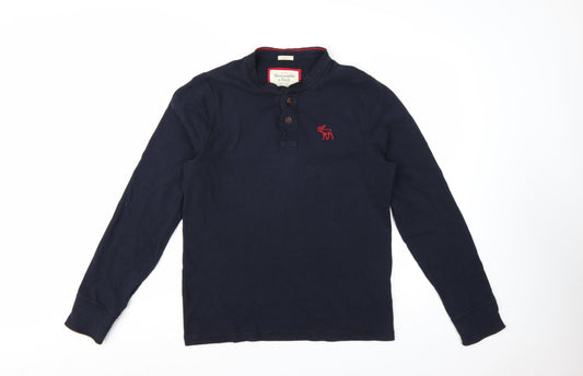 Abercrombie & Fitch Men's Navy Long Sleeve Henley T-Shirt Size L
