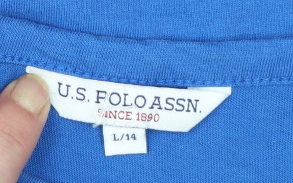 U.S. Polo Assn. Boys Blue Cotton Short Sleeve Logo T-Shirt Size 14 Years