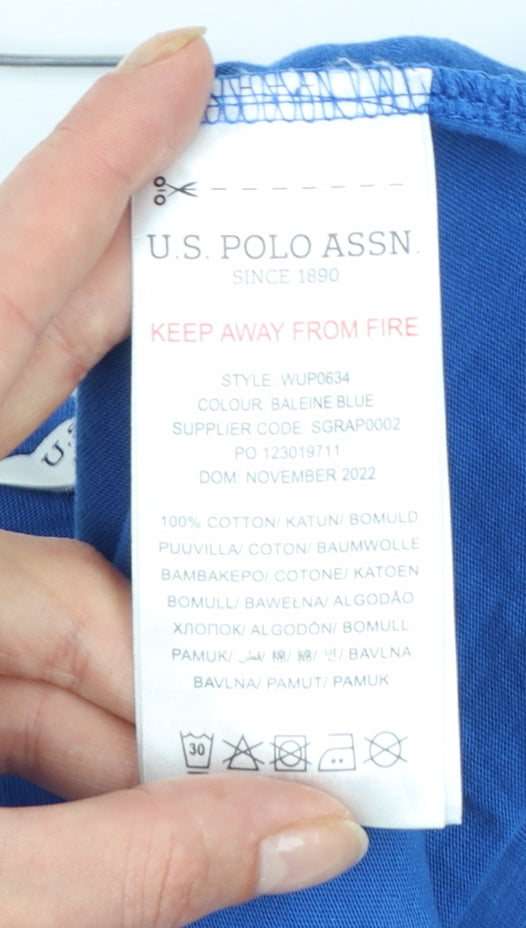 U.S. Polo Assn. Boys Blue Cotton Short Sleeve Logo T-Shirt Size 14 Years