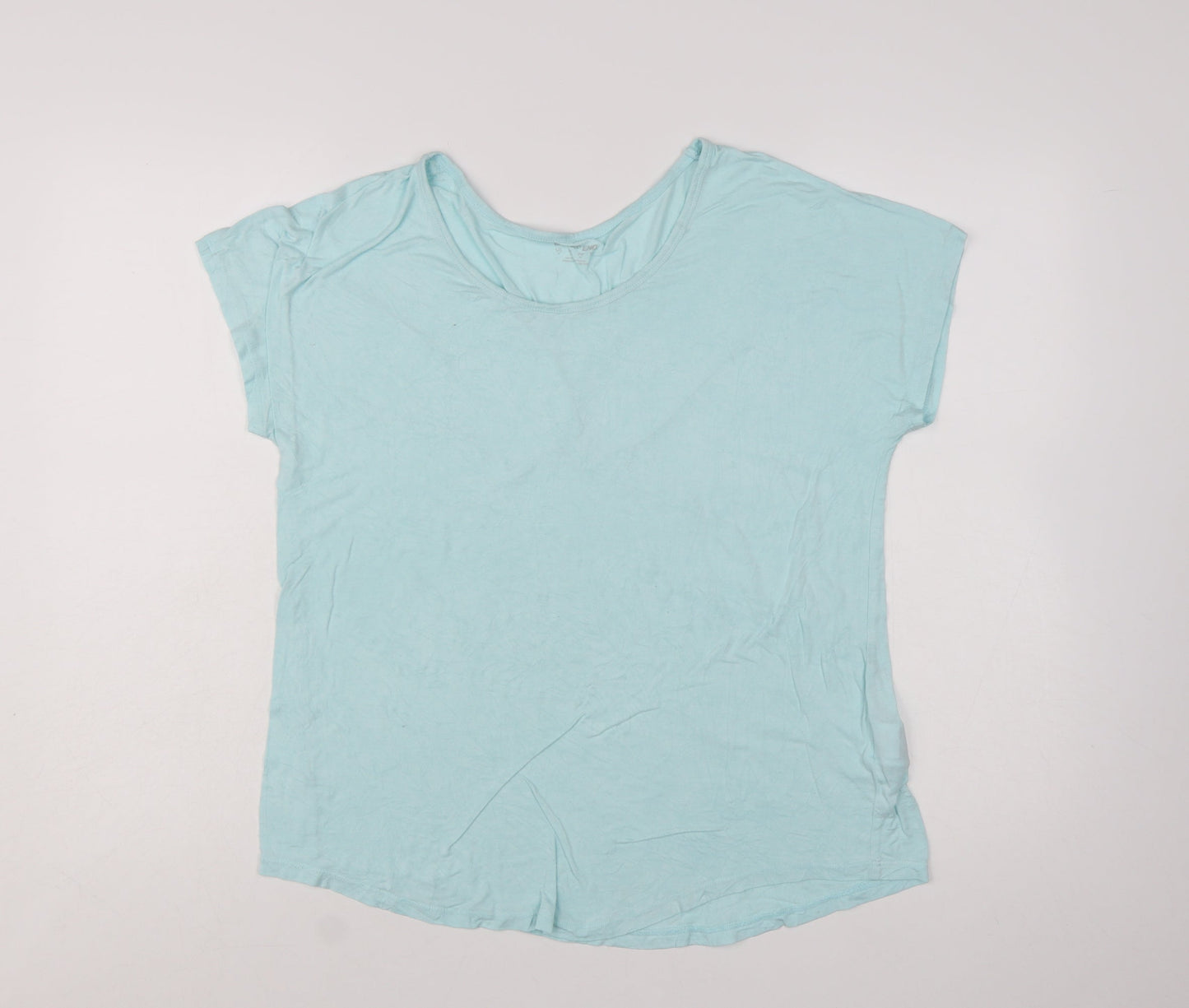 Lands' End Women's Blue Viscose Stretch Basic Short Sleeve T-Shirt M