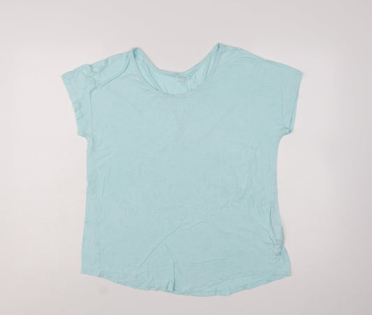 Lands' End Women's Blue Viscose Stretch Basic Short Sleeve T-Shirt M