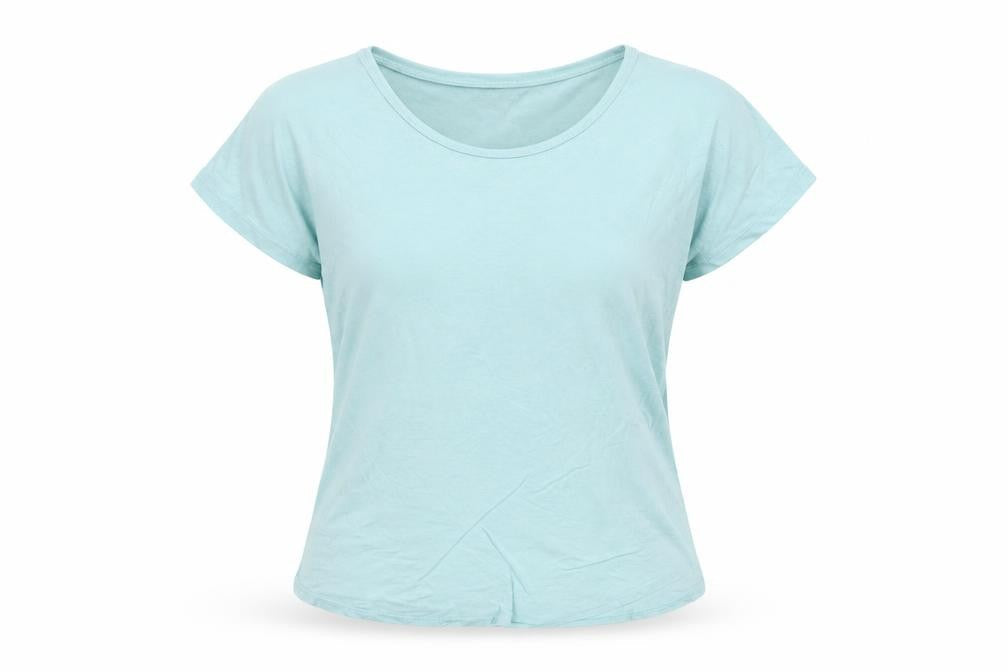 Lands' End Women's Blue Viscose Stretch Basic Short Sleeve T-Shirt M