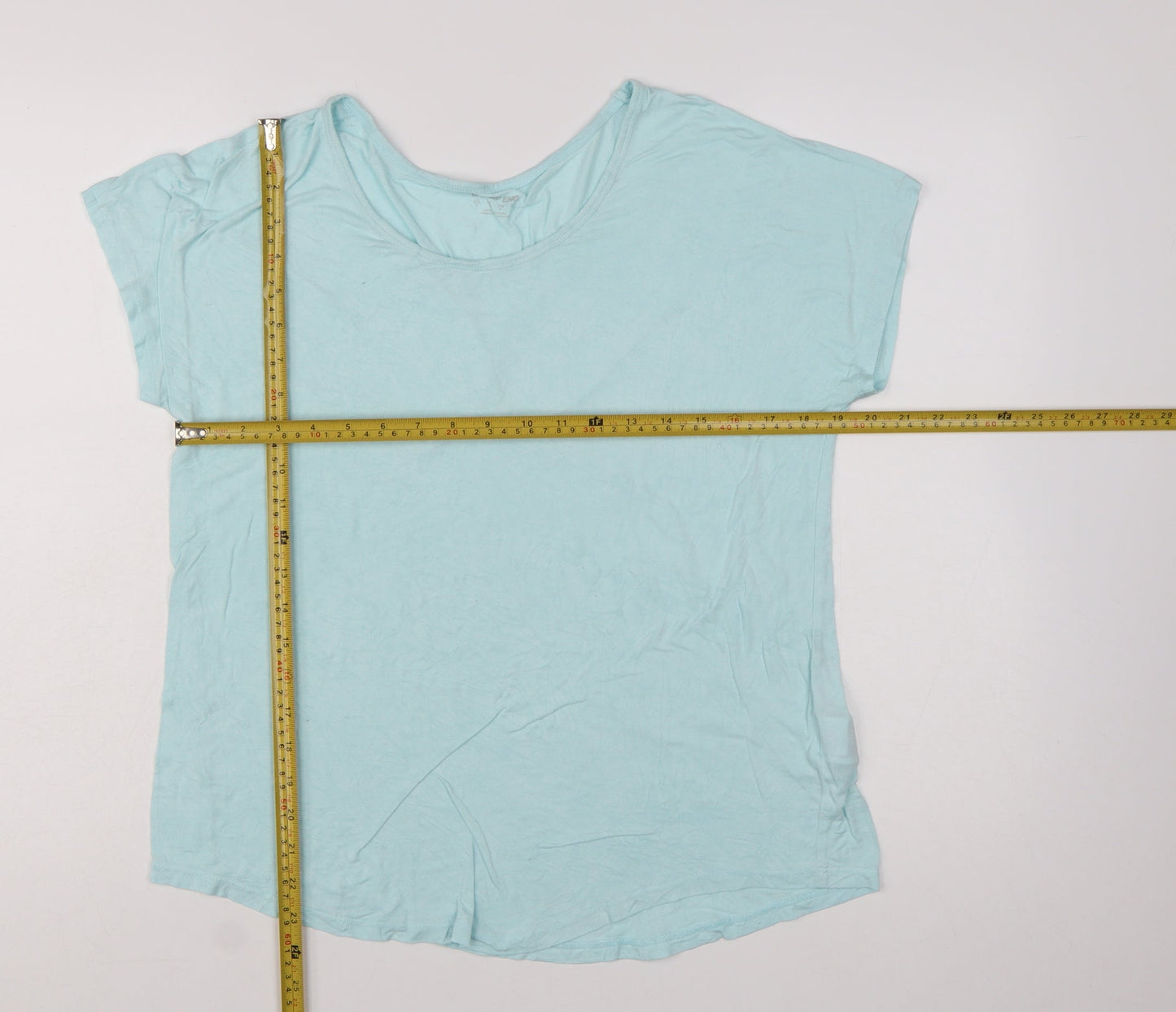 Lands' End Women's Blue Viscose Stretch Basic Short Sleeve T-Shirt M
