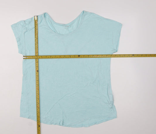 Lands' End Women's Blue Viscose Stretch Basic Short Sleeve T-Shirt M