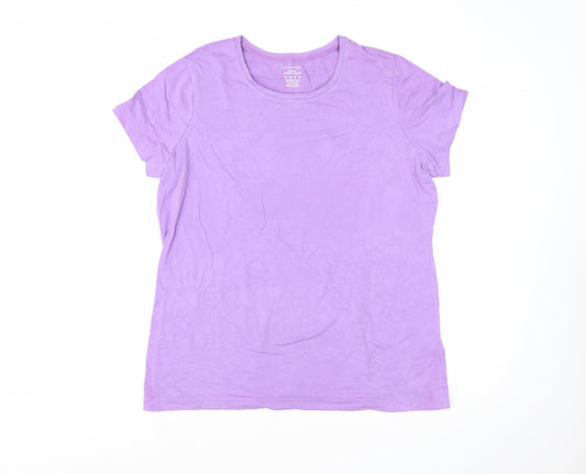 Lands' End Women's Purple Cotton Blend Classic T-Shirt XL