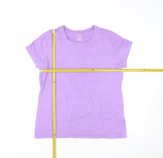 Lands' End Women's Purple Cotton Blend Classic T-Shirt XL