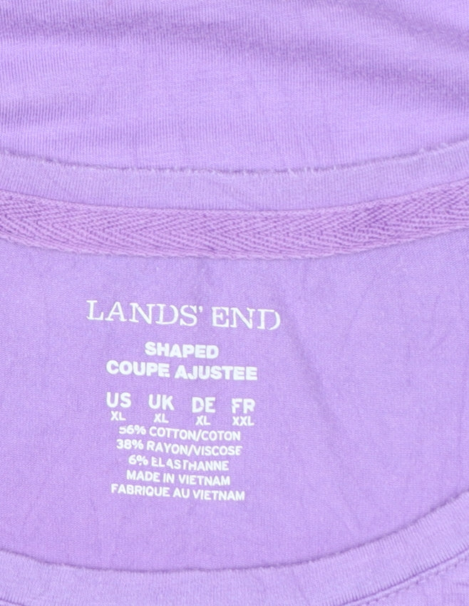 Lands' End Women's Purple Cotton Blend Classic T-Shirt XL