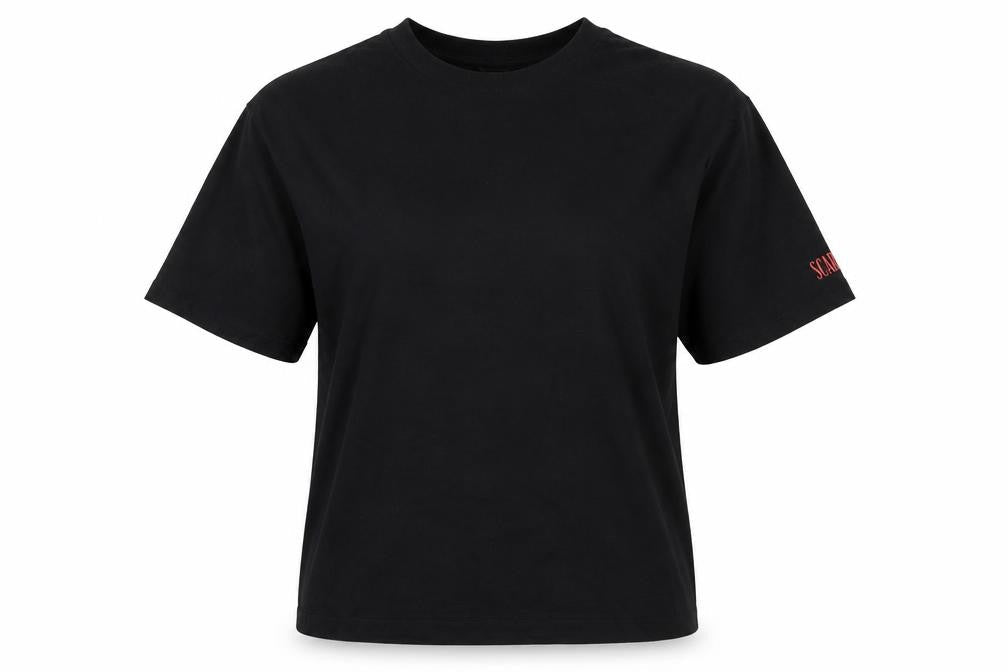 Front view of ASOS Design Women's Black Scarface T-Shirt 2XS Relaxed Fit