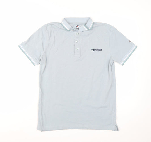 Lambretta Men's Blue Short Sleeve Polo Shirt Medium Cotton Retro Style