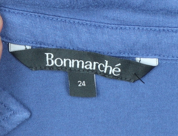 Bonmarché Women's Blue Sleeveless Collared Jersey Blouse Size 24