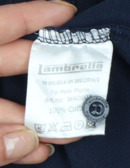 Lambretta Men's Blue Small Polo Shirt Cotton Button Down